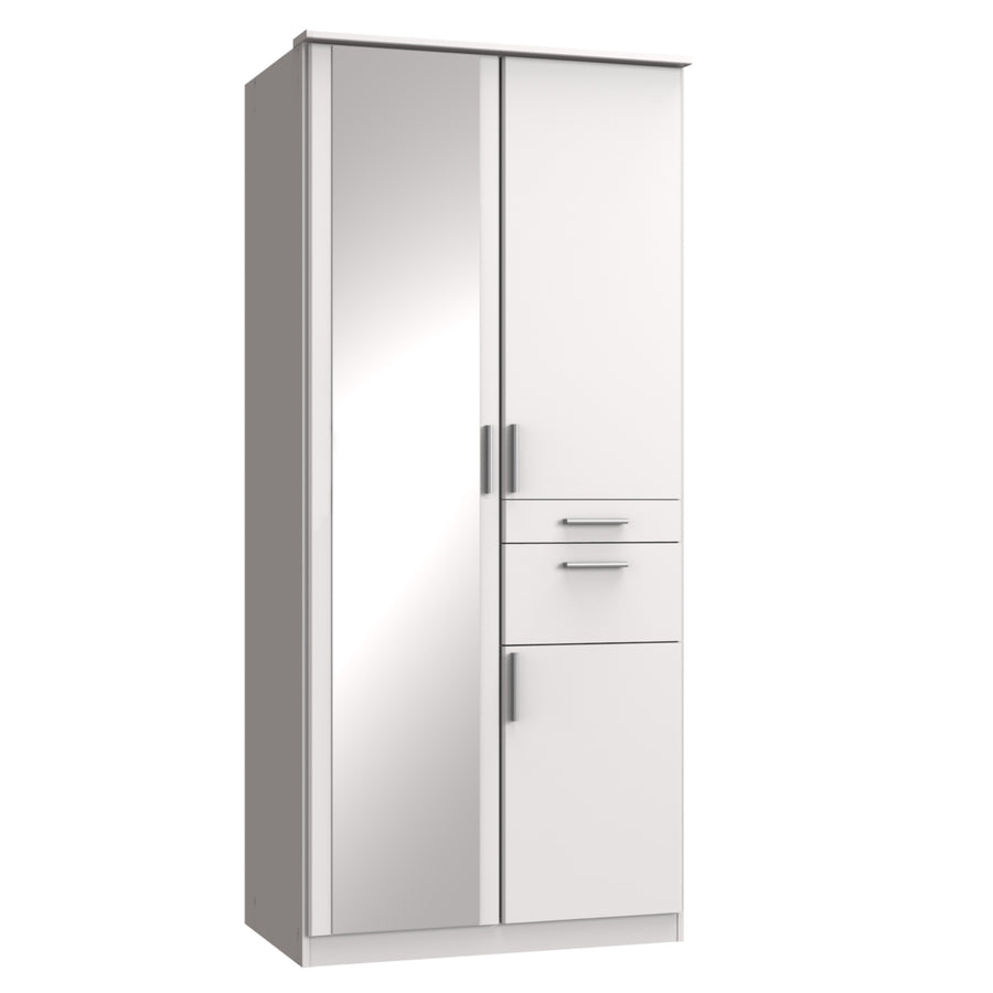 Harrogate White 2 Door Wardrobe with Mirror and Storage Drawers - image 3