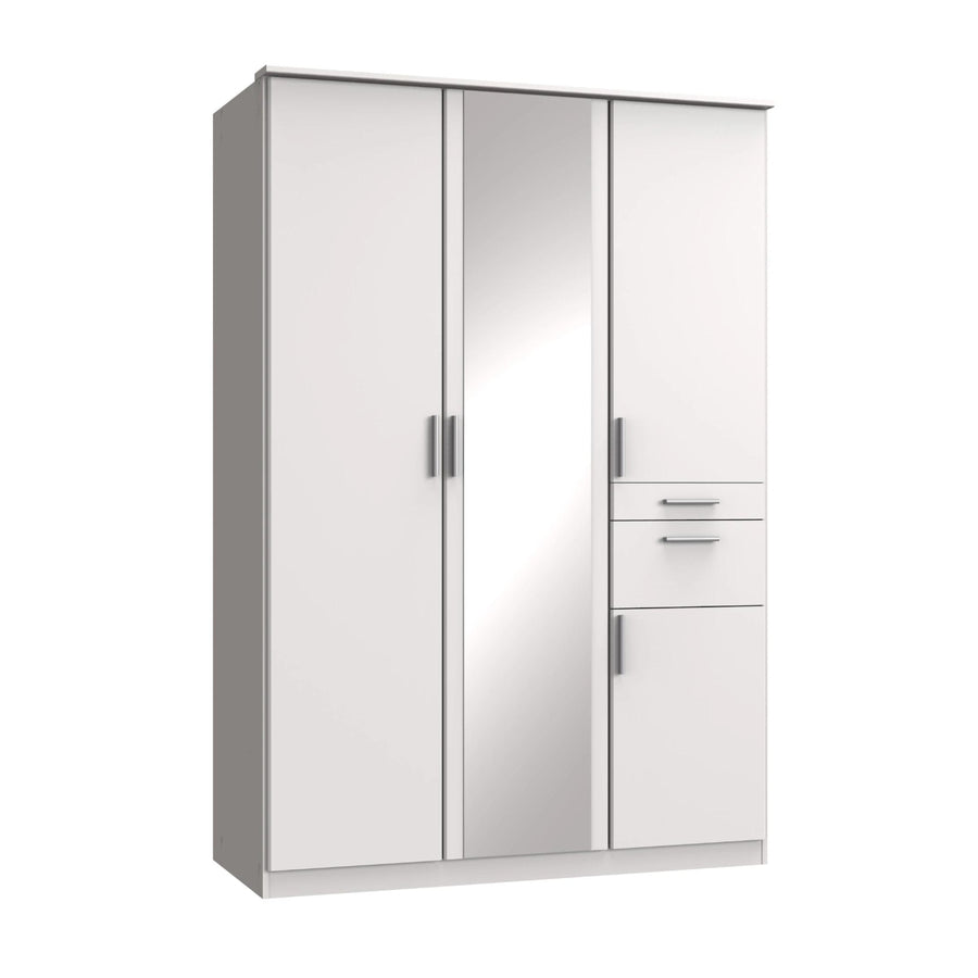 Harrogate White 3 Door Wardrobe with Mirror and Storage Drawers - image 2