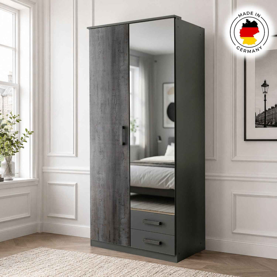 Durham Digi Steel 2 Door Mirrored Wardrobe