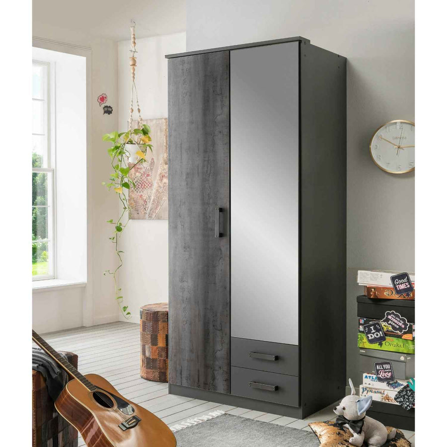 Durham Digi Steel 2 Door Mirrored Wardrobe