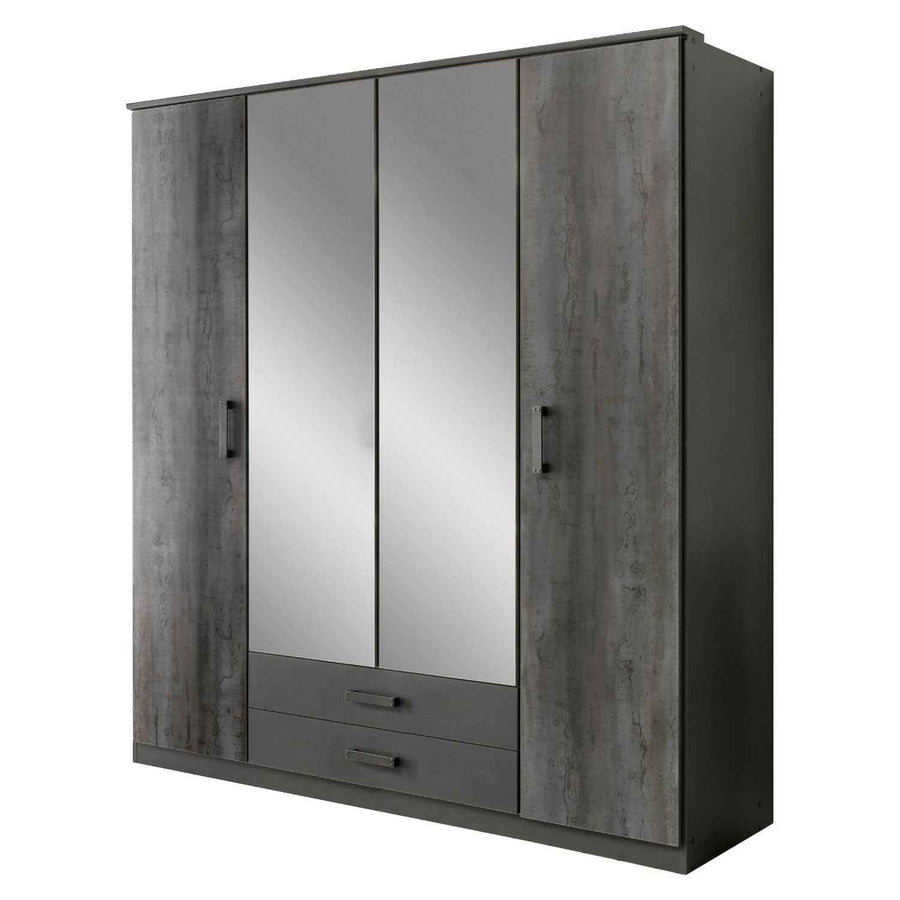Durham Digi Steel 4 Door Mirrored Wardrobe