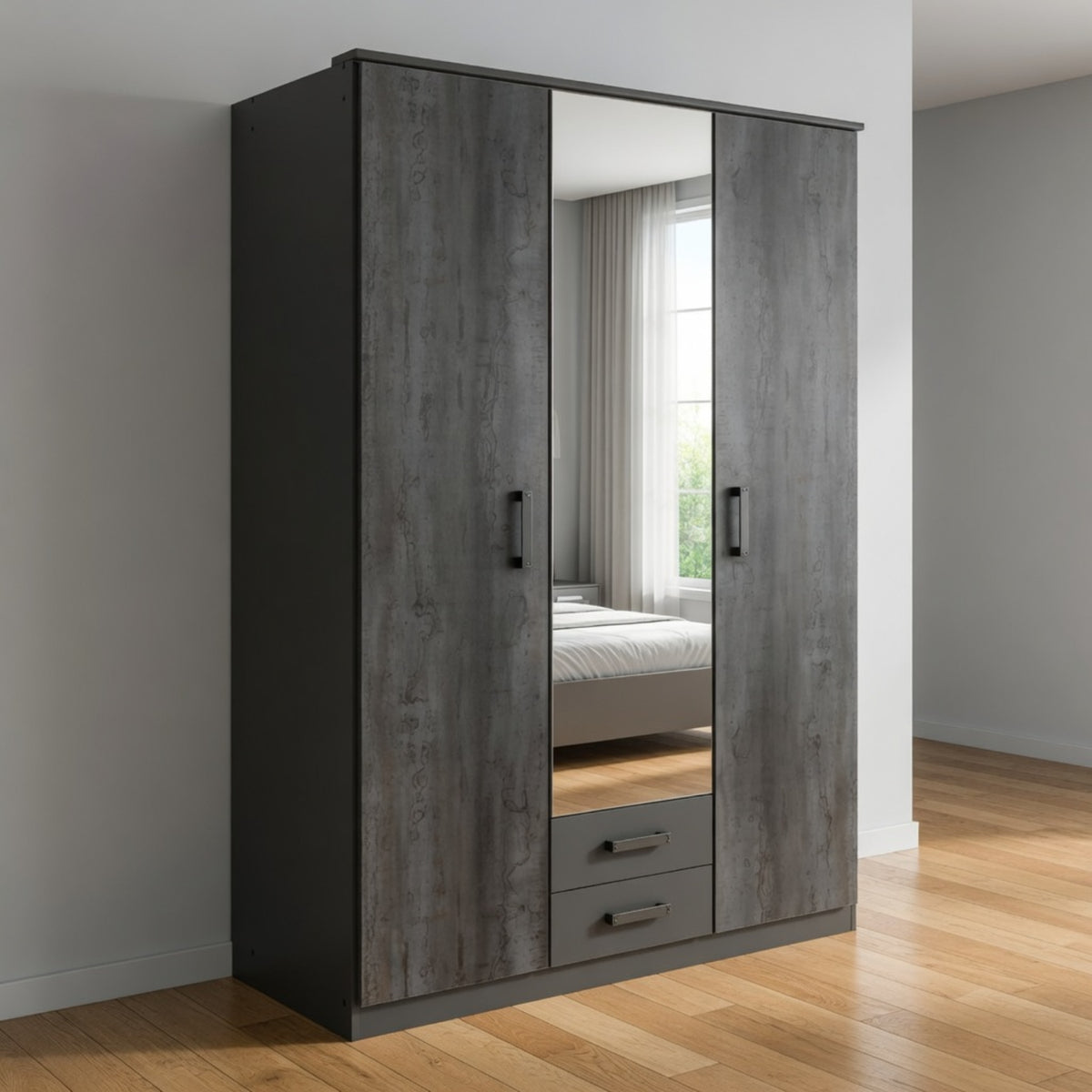 Durham Digi Steel 3 Door Mirrored Wardrobe - image 7