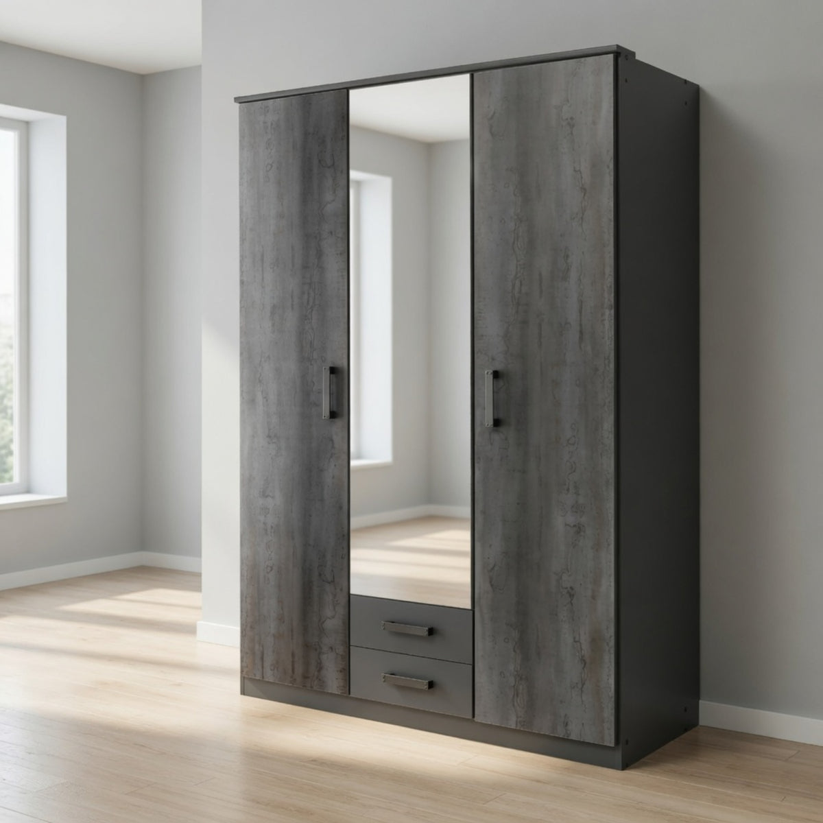 Durham Digi Steel 3 Door Mirrored Wardrobe - image 9
