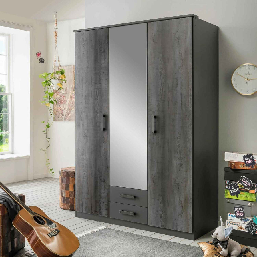 Durham Digi Steel 3 Door Mirrored Wardrobe