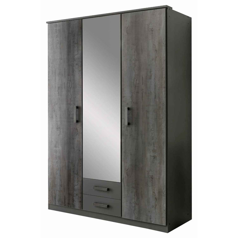 Durham Digi Steel 3 Door Mirrored Wardrobe