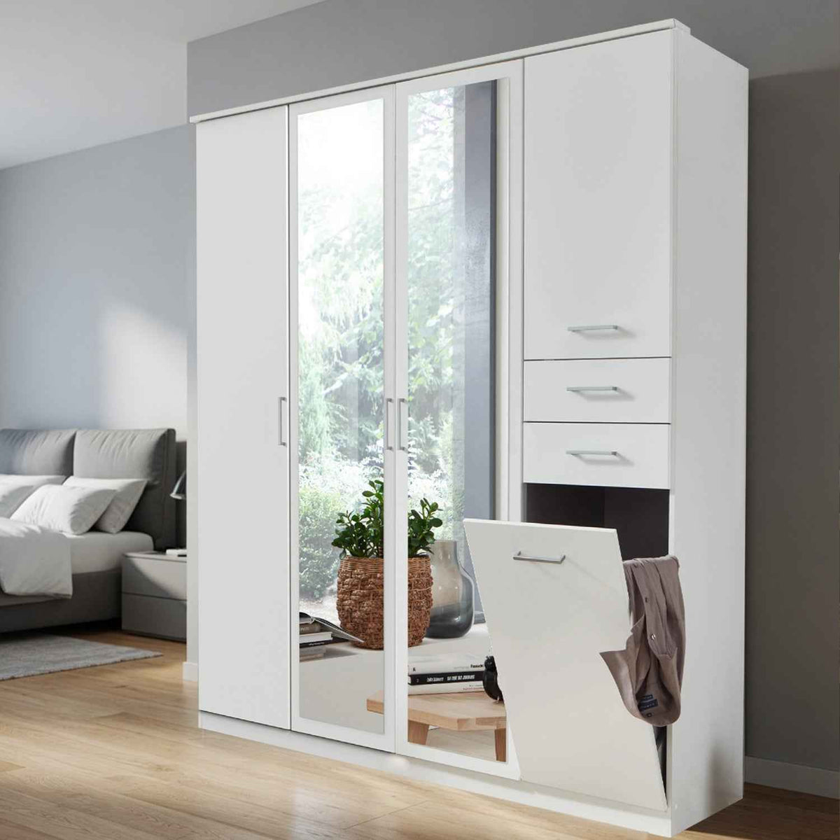 Fairfield White 4 Door Mirrored Wardrobe