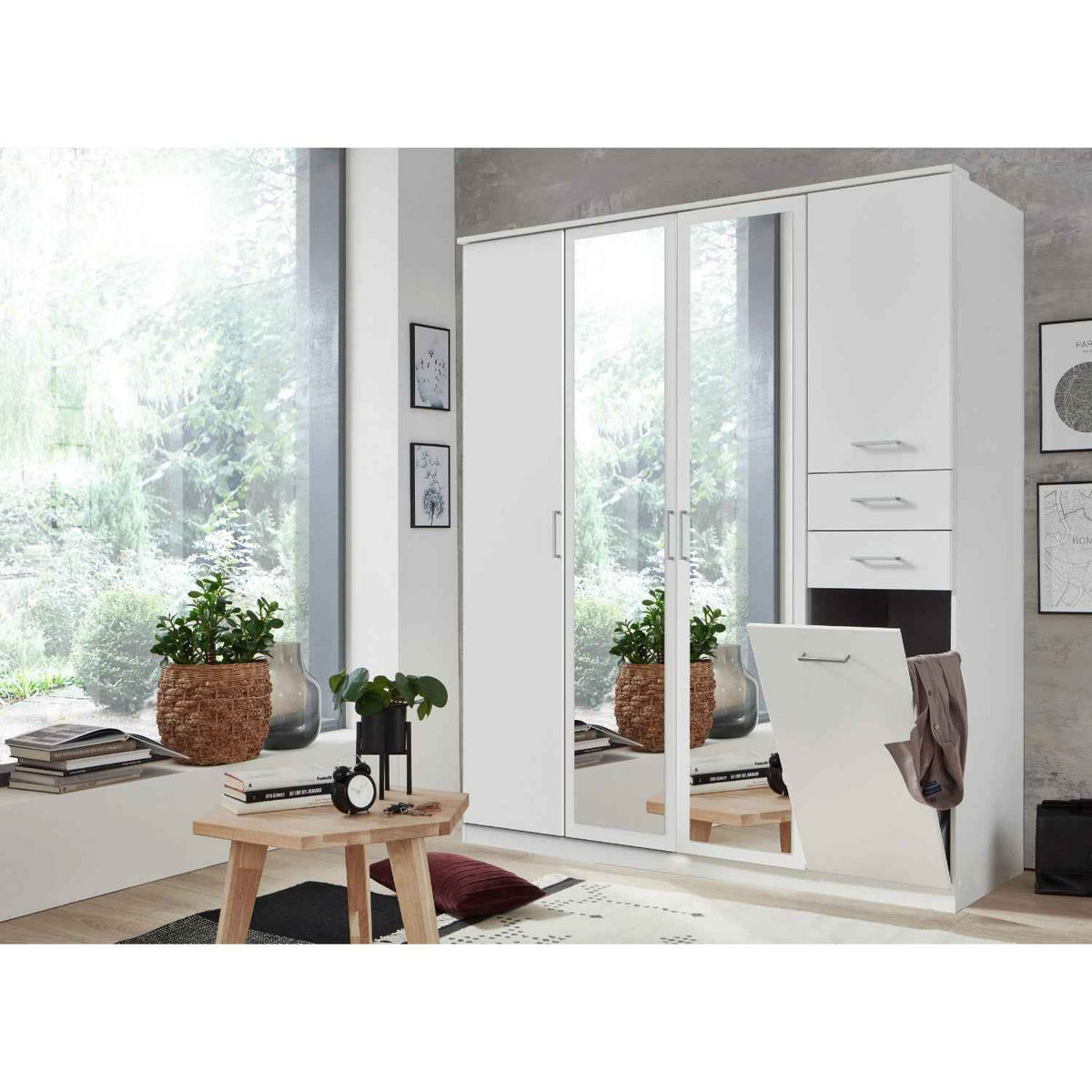 Fairfield White 4 Door Mirrored Wardrobe