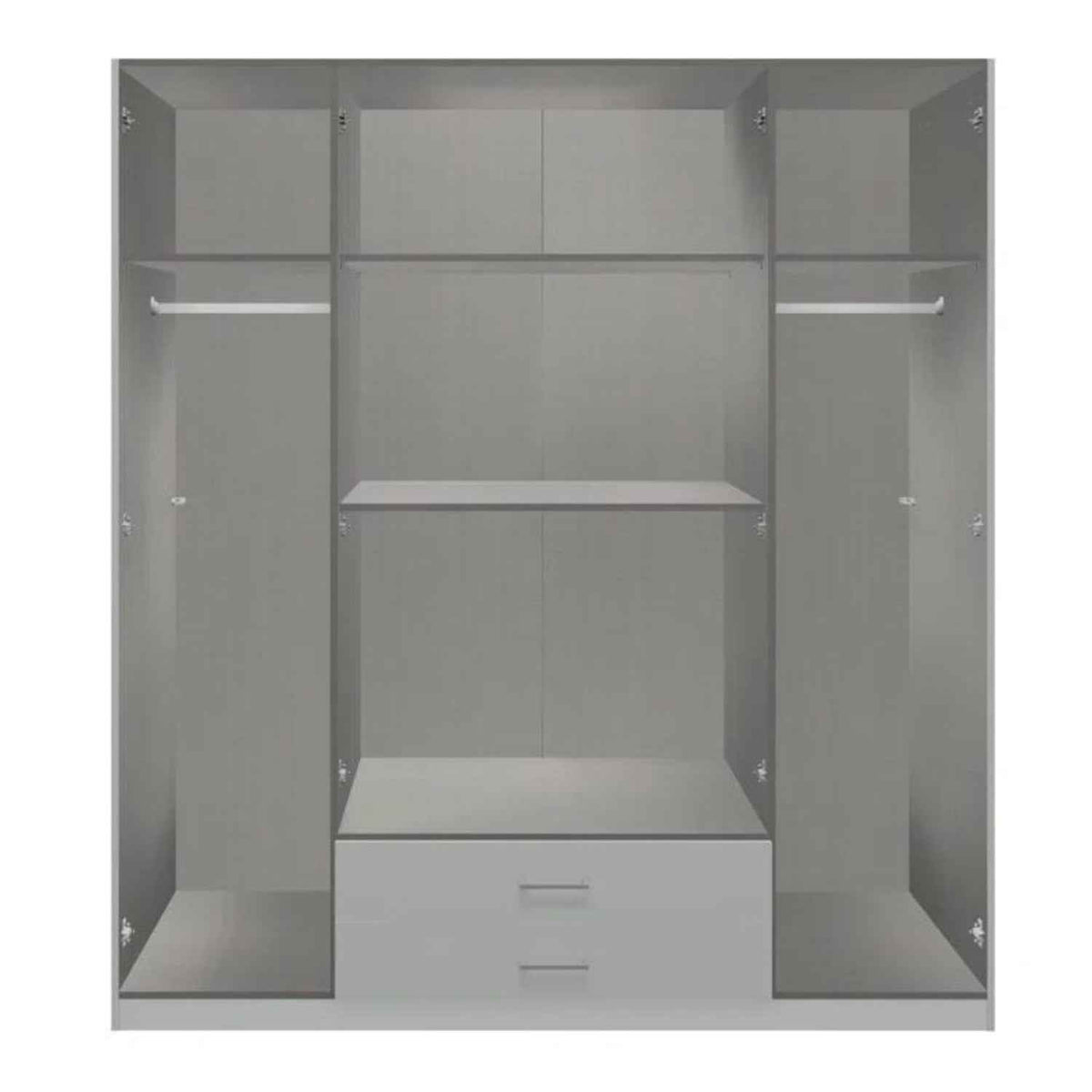 Newbury 4 Door Wardrobe with 2 Mirrors and Drawer in Graphite with Oak Slat Effect