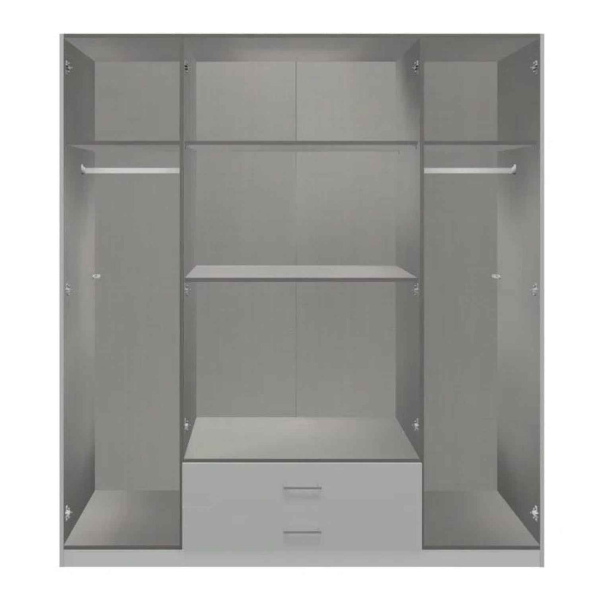 Newbury 4 Door Wardrobe with Drawers in Graphite with Oak Slat Effect