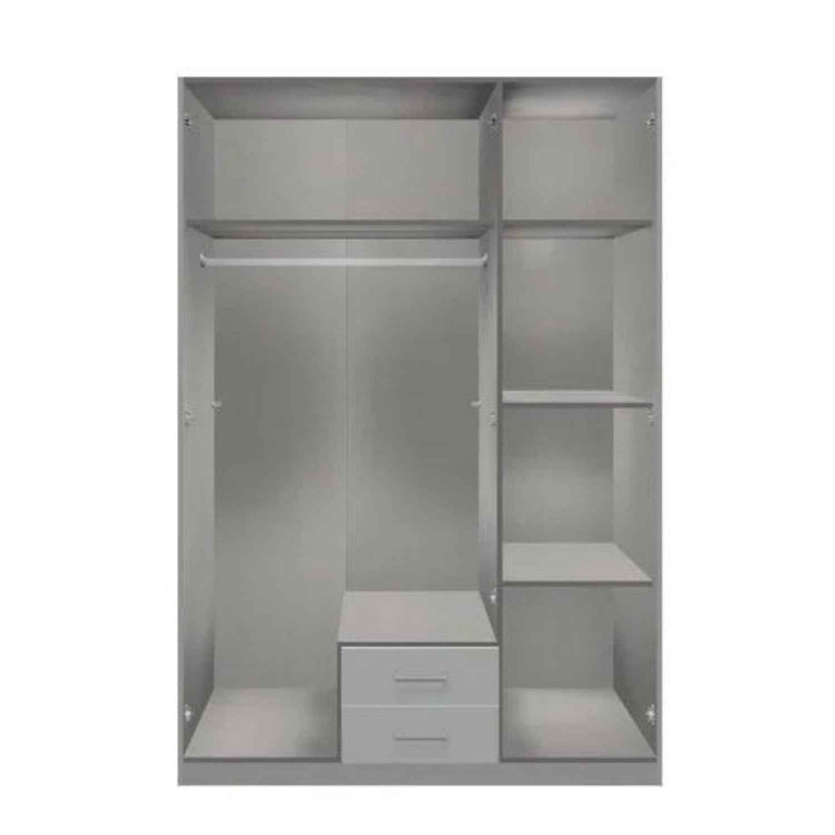 Newbury 3 Door Wardrobe with Mirror Drawer in Graphite and Oak Slat Effect