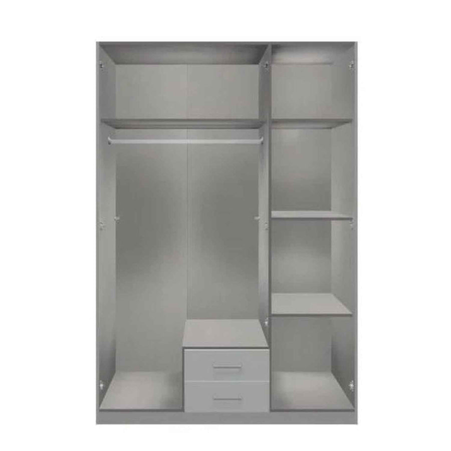Newbury 3 Door Wardrobe with Mirror Drawer in Graphite and Oak Slat Effect