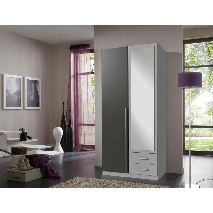 Henley Grey 2 Door Mirrored Wardrobe
