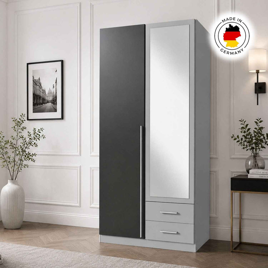 Henley Grey 2 Door Mirrored Wardrobe