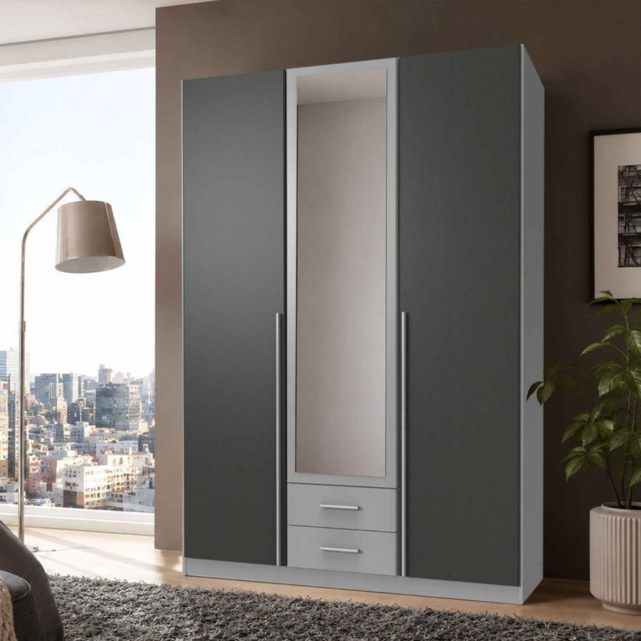 Henley Grey 3 Door Mirrored Wardrobe