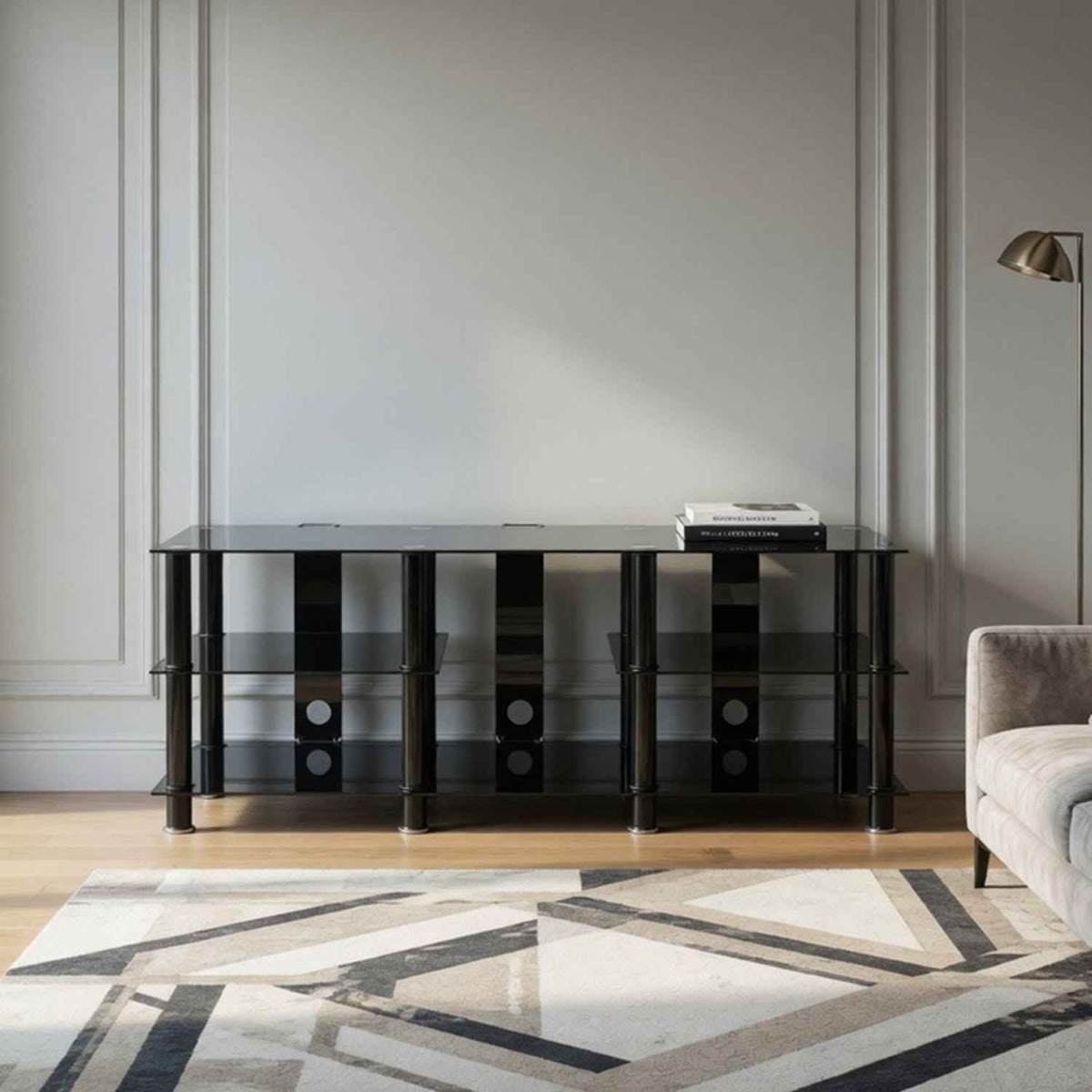 Oxford Large TV Stand 150cm in Black Glass