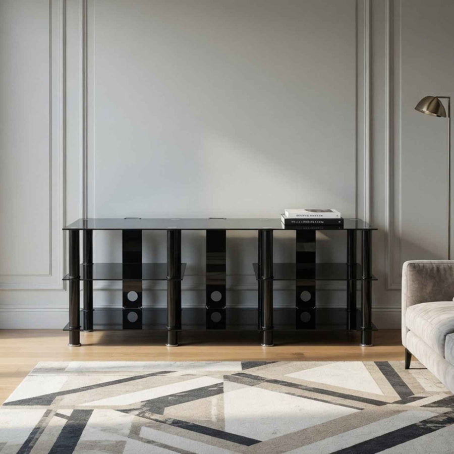 Oxford Large TV Stand 150cm in Black Glass