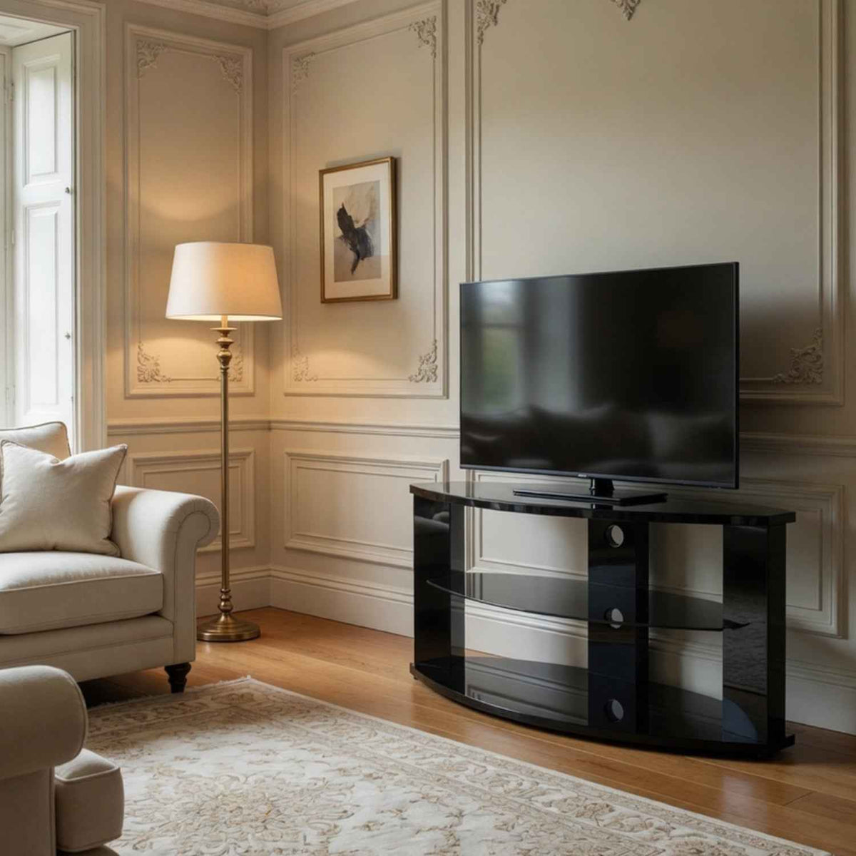 Otley Black 3 Shelf TV Stand 100cm