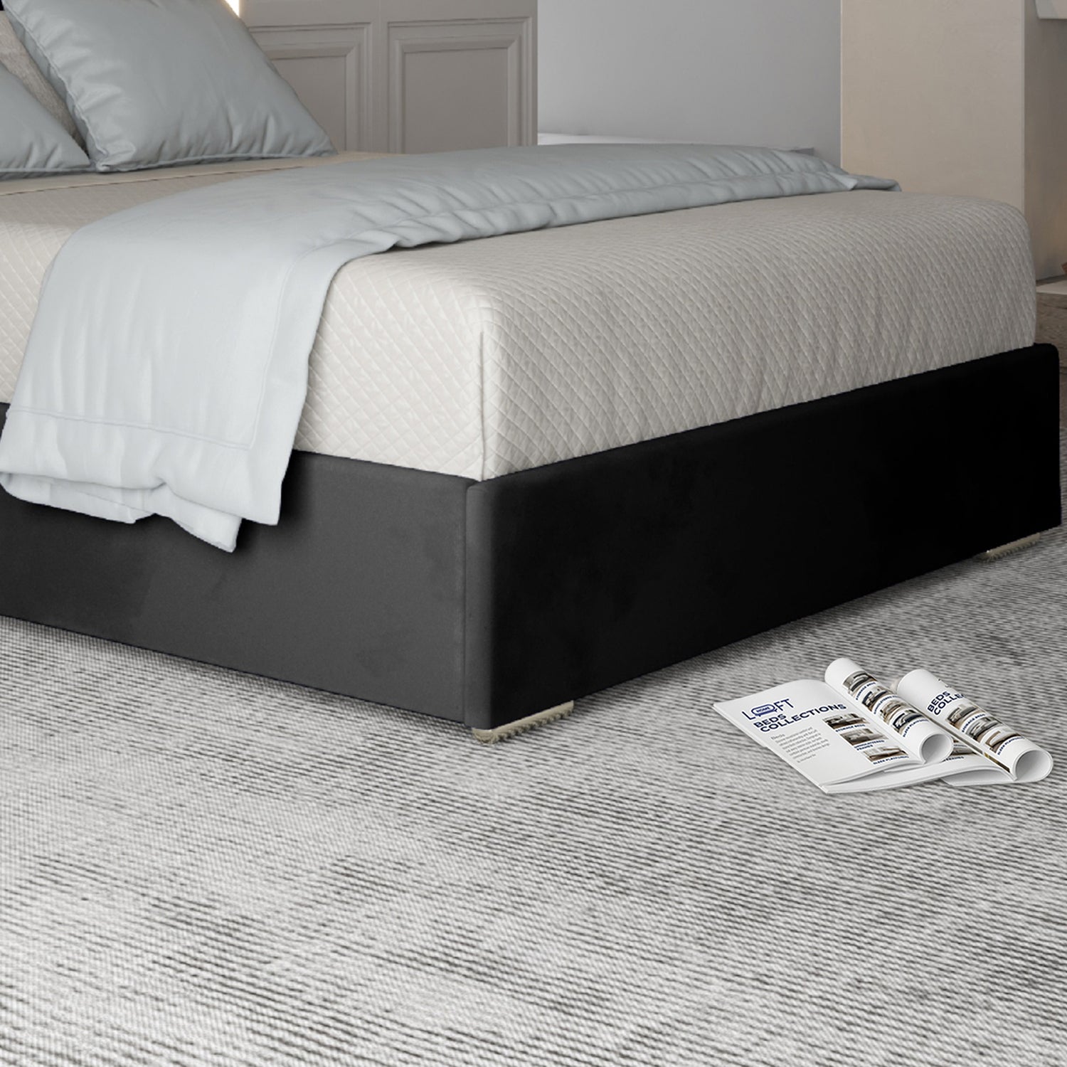 Repose Upholstered Soft Velvet Metal Designer Bed Frame