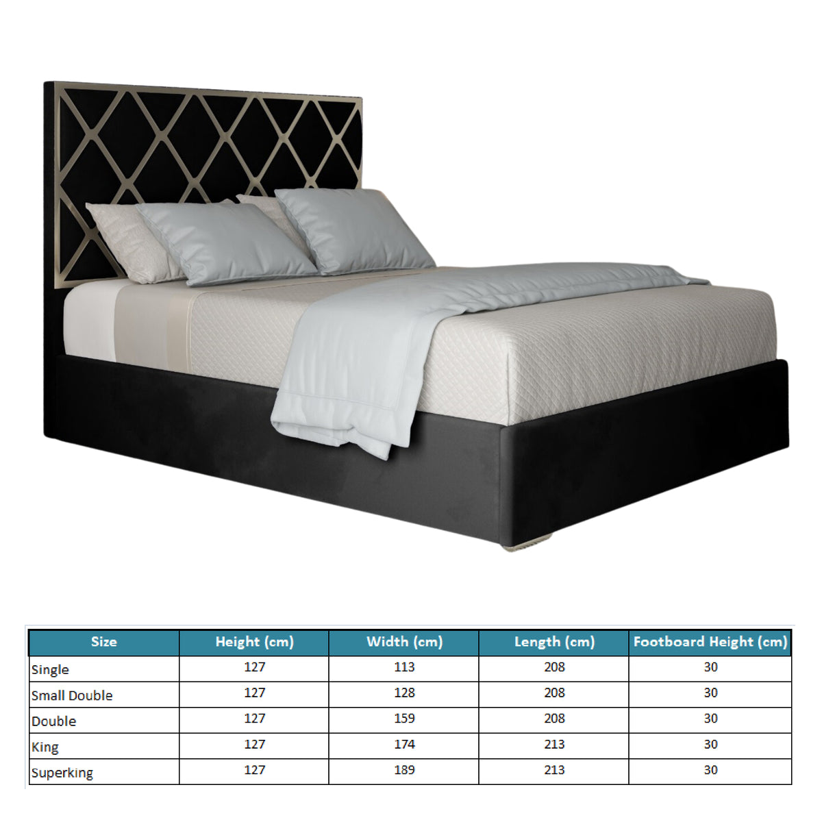 Repose Upholstered Soft Velvet Metal Designer Bed Frame