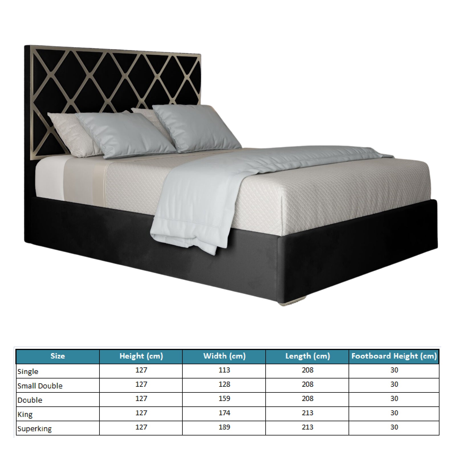 Repose Upholstered Soft Velvet Metal Designer Bed Frame
