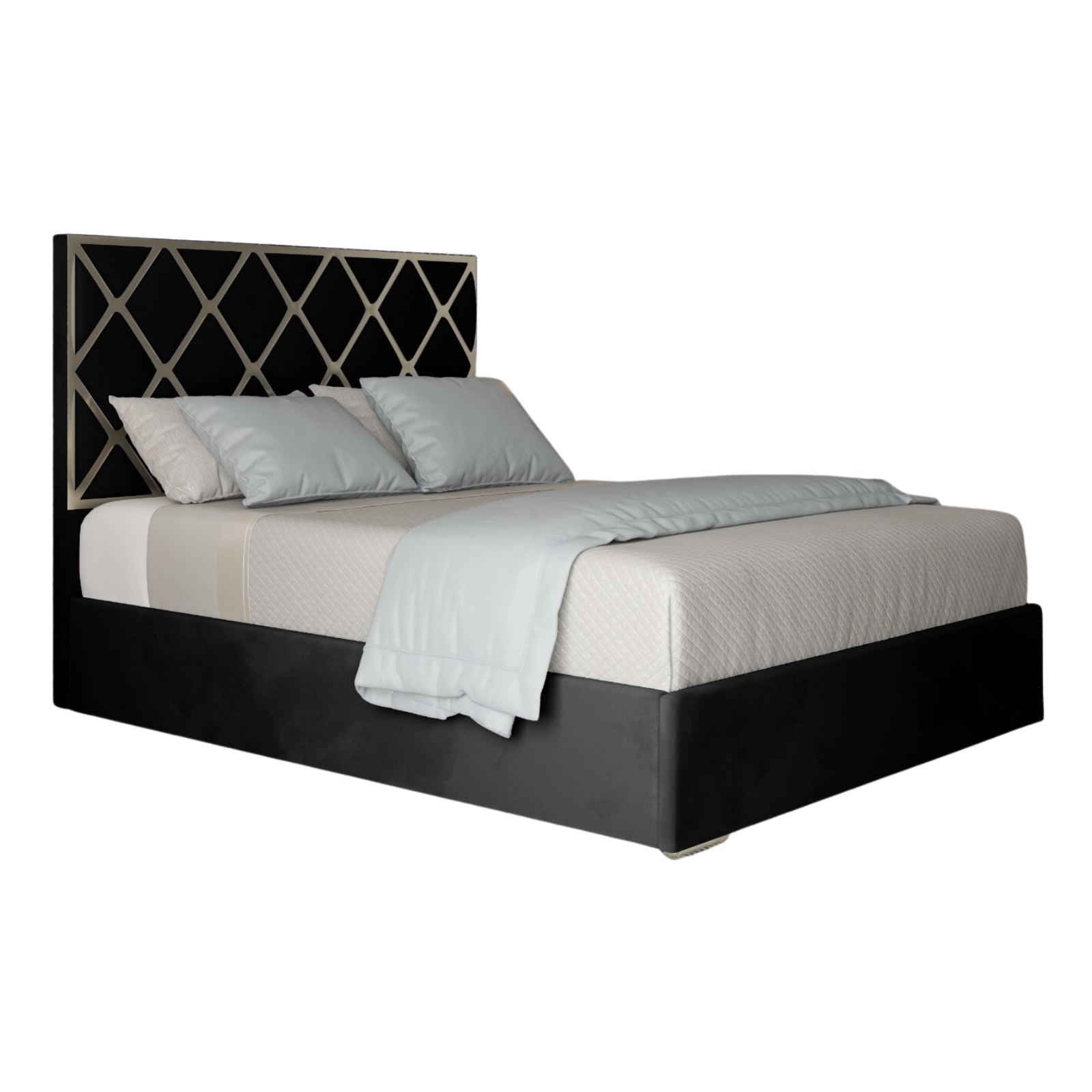 Repose Upholstered Soft Velvet Metal Designer Bed Frame