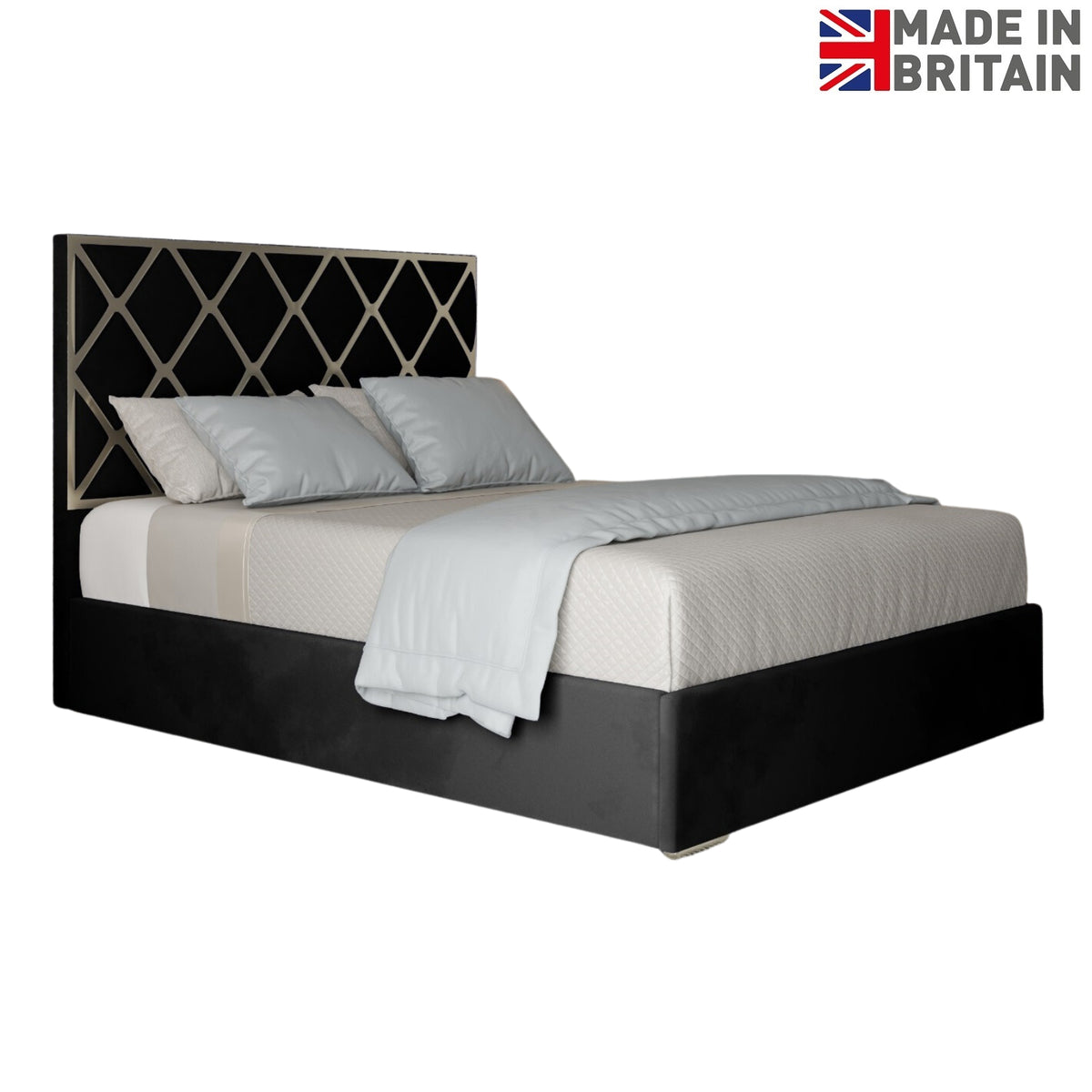 Repose Upholstered Soft Velvet Metal Designer Bed Frame