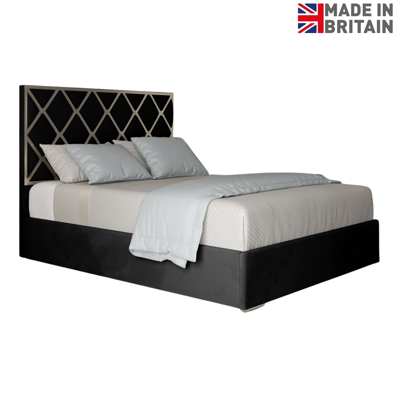 Repose Upholstered Soft Velvet Metal Designer Bed Frame