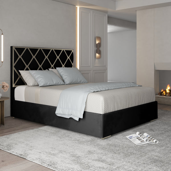 Repose Upholstered Soft Velvet Metal Designer Bed Frame