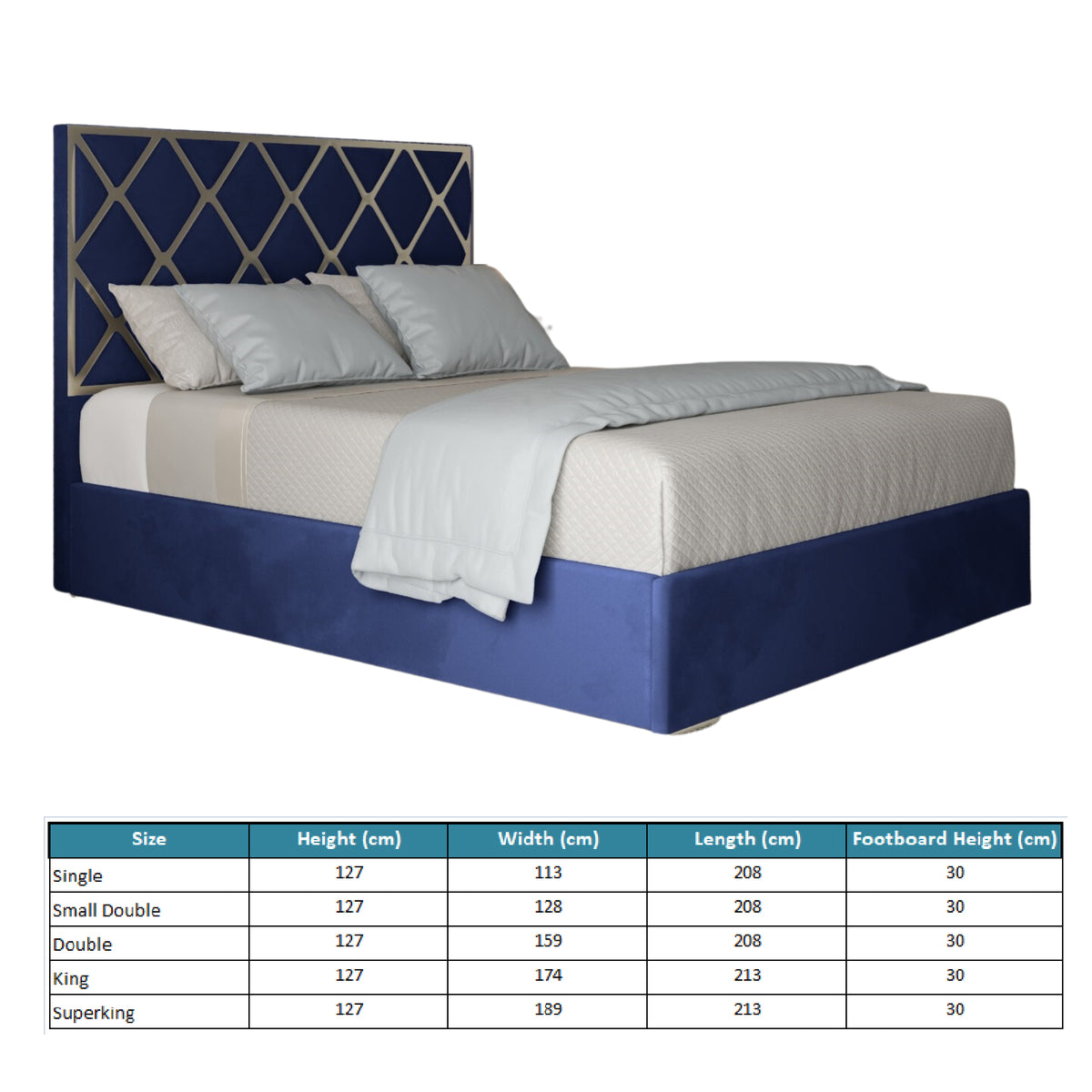 Repose Upholstered Soft Velvet Metal Designer Bed Frame
