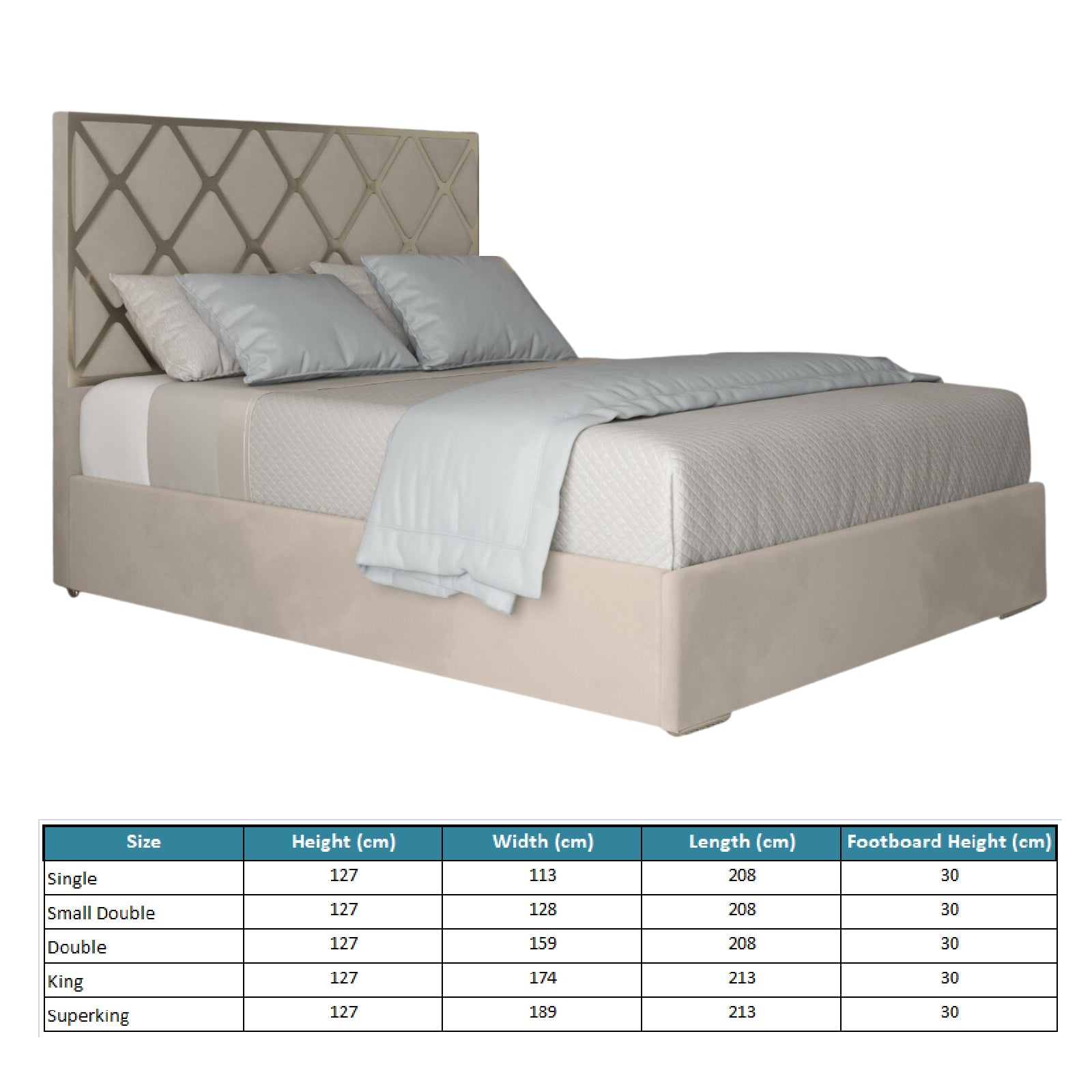 Repose Upholstered Soft Velvet Metal Designer Bed Frame