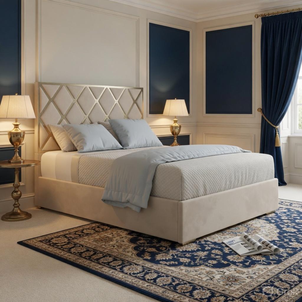 Repose Upholstered Soft Velvet Metal Designer Bed Frame