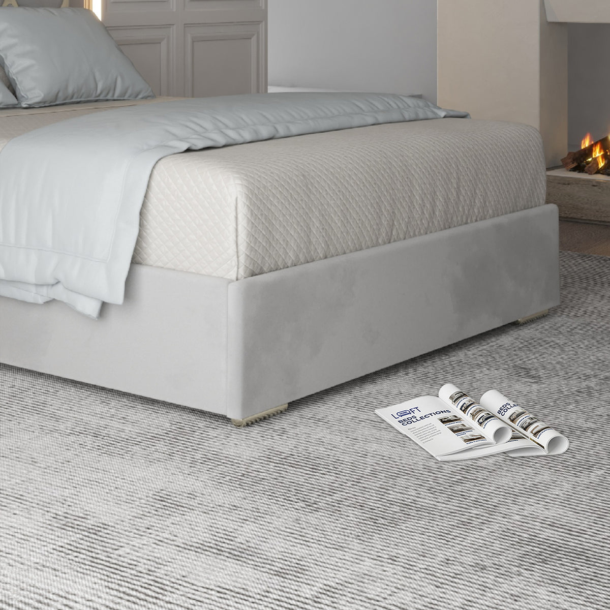 Repose Upholstered Soft Velvet Metal Designer Bed Frame