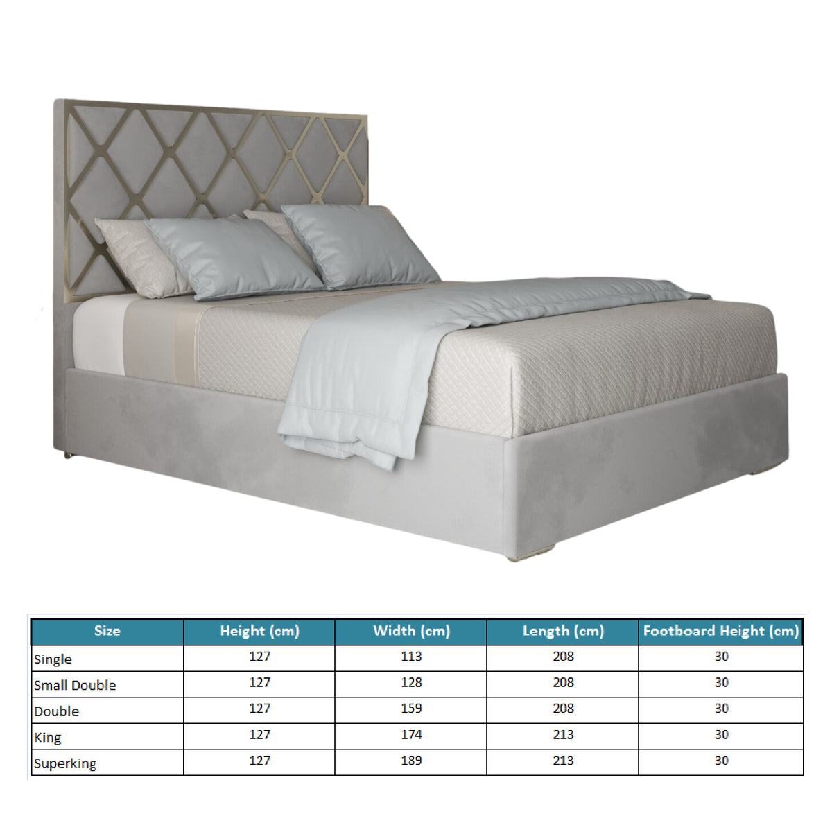 Repose Upholstered Soft Velvet Metal Designer Bed Frame