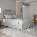 Repose Upholstered Soft Velvet Metal Designer Bed Frame