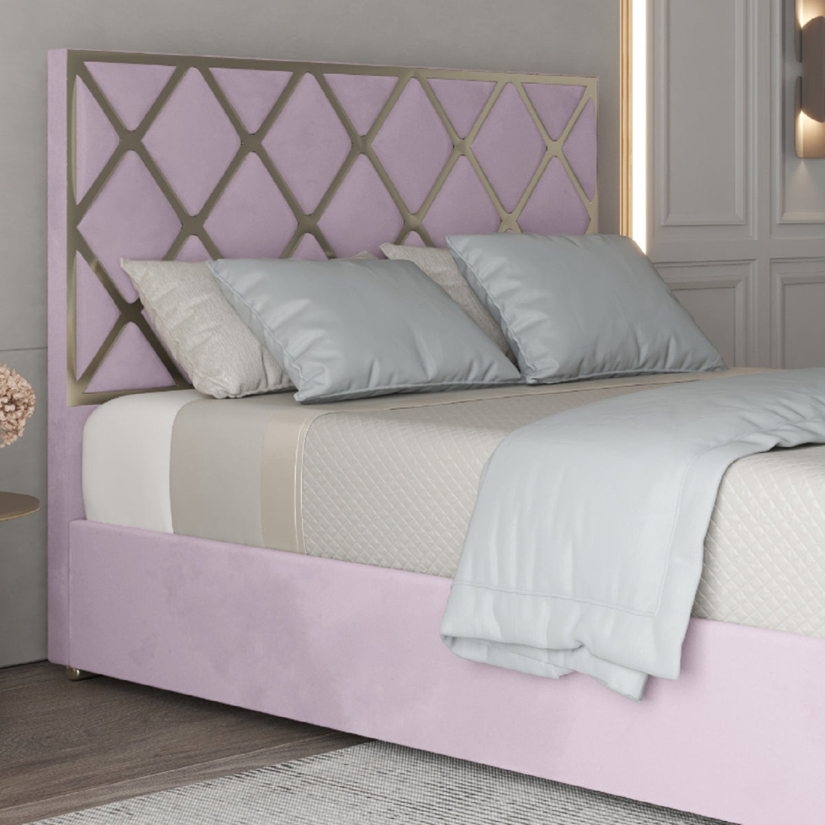 Repose Upholstered Soft Velvet Metal Designer Bed Frame
