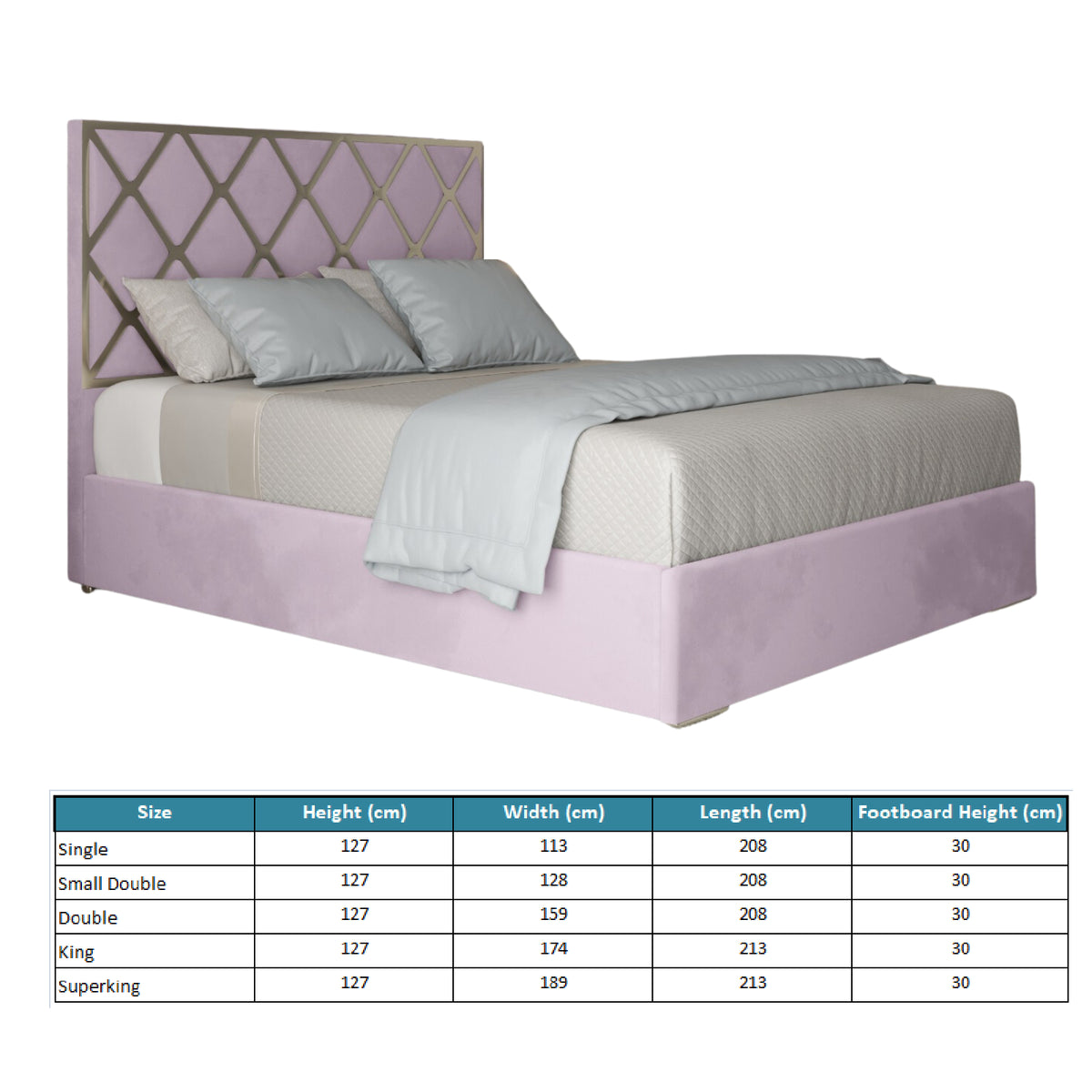 Repose Upholstered Soft Velvet Metal Designer Bed Frame