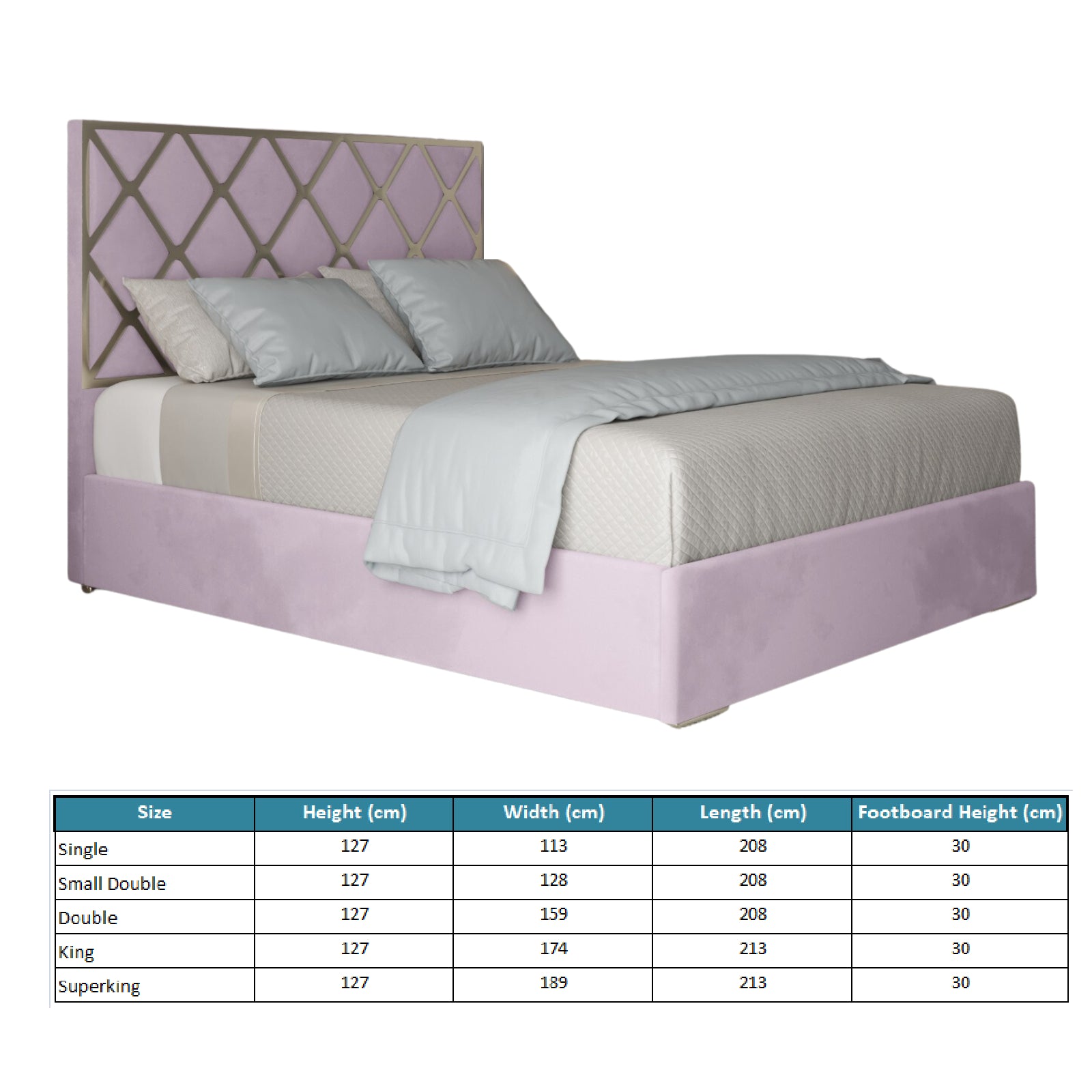 Repose Upholstered Soft Velvet Metal Designer Bed Frame
