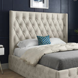 Wayno Straight Winged Upholstered Soft Velvet Designer Bed Frame