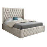 Wayno Straight Winged Upholstered Soft Velvet Designer Bed Frame