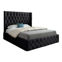 Wayno Straight Winged Upholstered Soft Velvet Designer Bed Frame