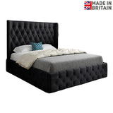 Wayno Straight Winged Upholstered Soft Velvet Designer Bed Frame