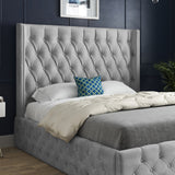 Wayno Straight Winged Upholstered Soft Velvet Designer Bed Frame
