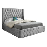 Wayno Straight Winged Upholstered Soft Velvet Designer Bed Frame