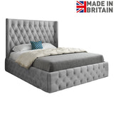 Wayno Straight Winged Upholstered Soft Velvet Designer Bed Frame
