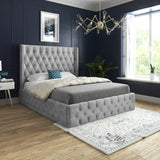 Wayno Straight Winged Upholstered Soft Velvet Designer Bed Frame
