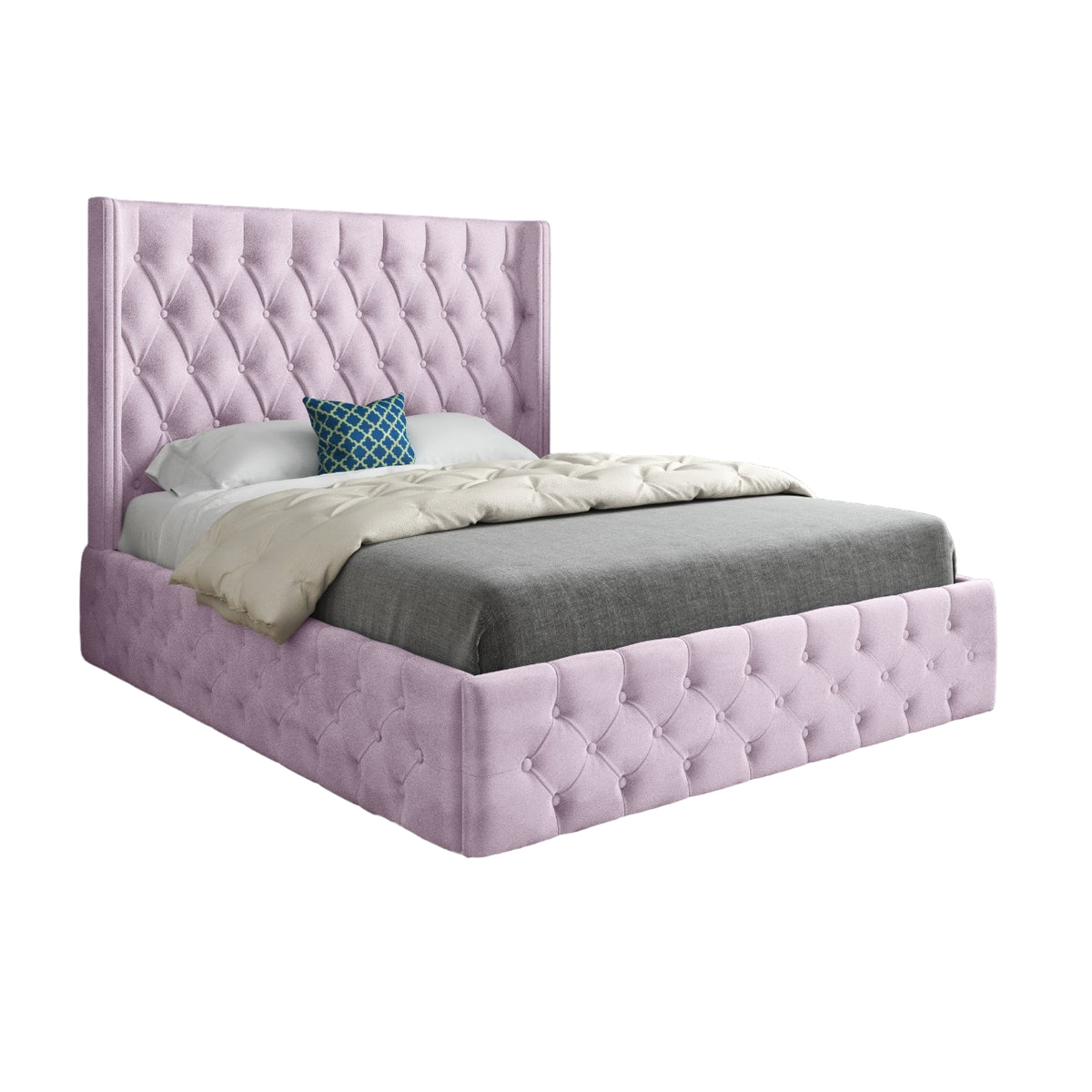 Wayno Straight Winged Upholstered Soft Velvet Designer Bed Frame