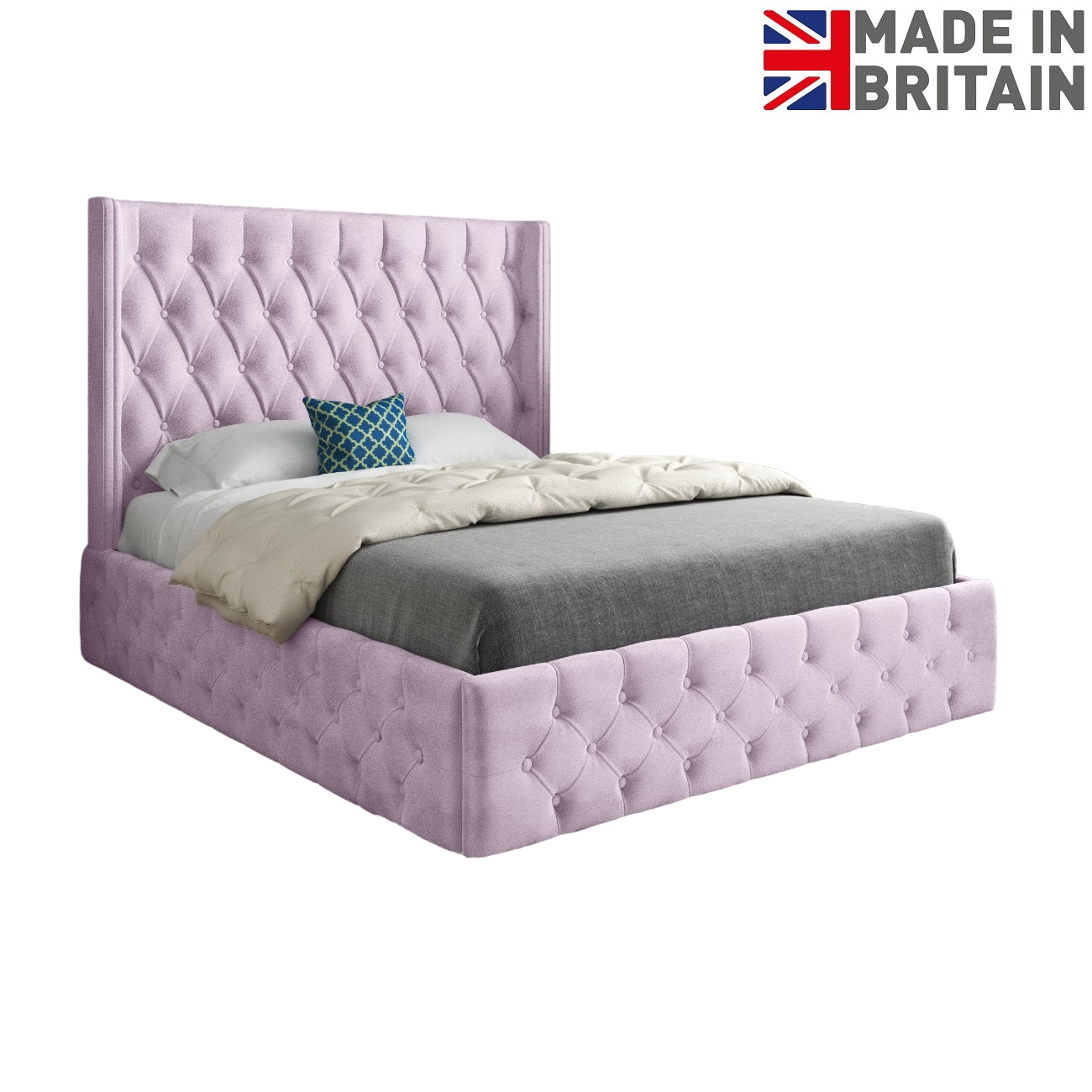Wayno Straight Winged Upholstered Soft Velvet Designer Bed Frame