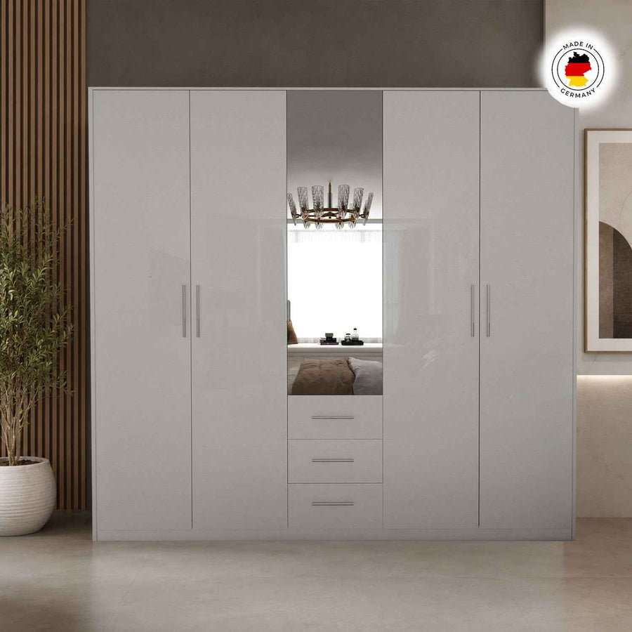 Windsor Gloss White 5 Door Wardrobe 200cm