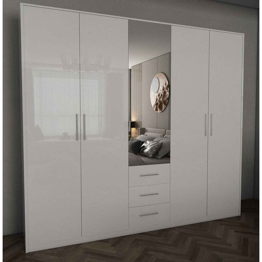 Windsor Gloss White 5 Door Wardrobe 200cm