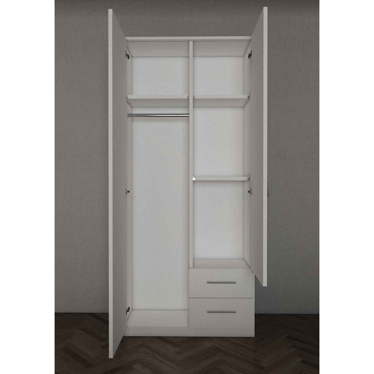 Windsor Gloss White 2 Door Wardrobe with Mirror and 2 Drawers